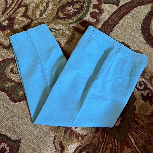 Vtg TALBOTS size 12 Caribbean Blue Irish Linen High Rise Flat Front Ankle NEW - Picture 6 of 14